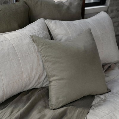 Moss Green 20" Square French Linen Decorative Throw Pillow