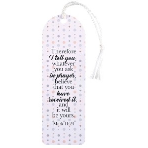 Dicksons BKMTL-526 Believe That You Have Received It and It Will Be Yours Pastel Dots 2 x 6 Paper and Tassel Curved Top Encouraging Tassel Bookmark, - 1 of 2