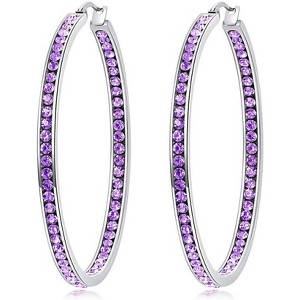 Multicolor Crystal Hoop Earrings for Women – 2" Hypoallergenic Stainless Steel Large Statement Earrings for Sensitive Ears - 1 of 4