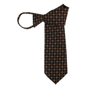 TheDapperTie Men's Cinnamon, Beige, Black Checkered Stripe 3.5 Inch W And 20 Inch L Zipper Necktie - 1 of 3