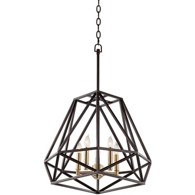 Hawking Bronze 22" Geometric Cage Pendant Chandelier