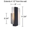 Possini Euro Design Cascadia Modern Wall Light Sconces Set of 2 Black Metal Hardwire 6" Fixture LED Piastra Art Glass for Bedroom Bathroom Vanity Home - 4 of 4