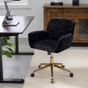 A&A Furniture Office Chair,Artificial  Home Office Chair with Golden Metal Base,Adjustable Desk Chair Swivel Office Chair,Vanity Chair - 1 of 4