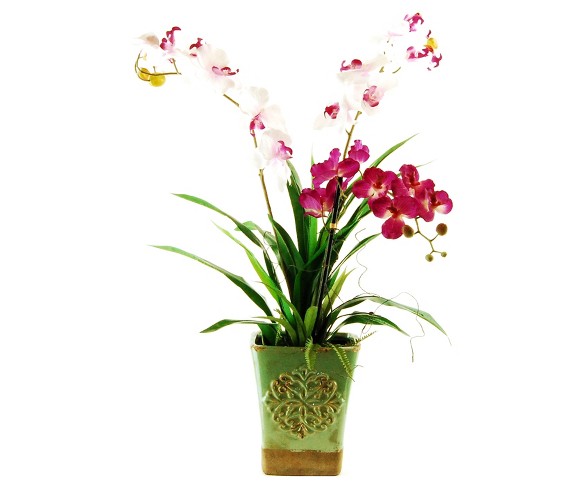 Artificial Orchid Arrangement Pink/White 34" - LCG Florals