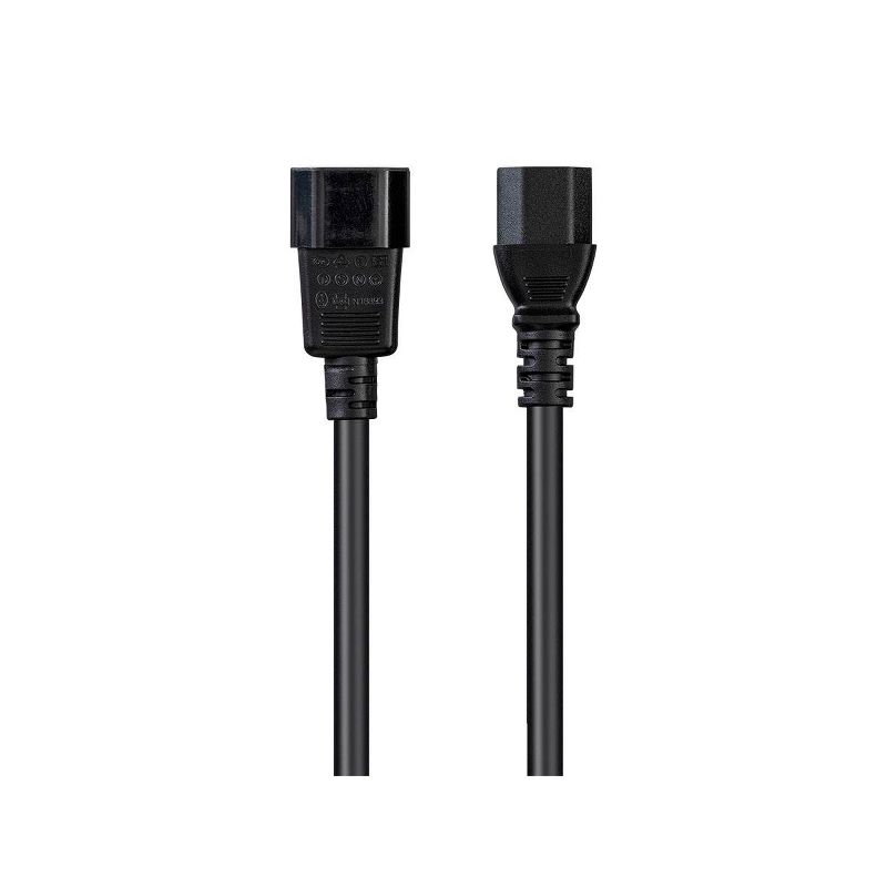 Monoprice Extension Cord - 8 Feet - Black | IEC 60320 C14 to IEC 60320 C13, 14AWG, 15A, 100-250V, For Powering Computers, Monitors, and other, 2 of 7