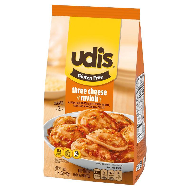 Udi&#39;s Gluten Free Three Cheese Frozen Ravioli - 18oz, 3 of 4