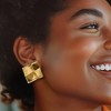 Ross-Simons Italian 18kt Gold Over Sterling Brushed Square Earrings - 2 of 3