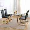 Kumasinova 18.5"H Modern Minimalist Dining Chairs Set of 2/4,Faux Leather Upholstered Kitchen Side Chairs with Golden Chrome Metal Legs,250lbs Max - 2 of 4