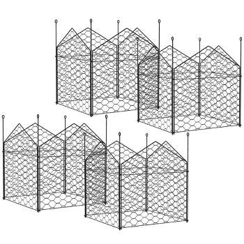 Outsunny Chicken Wire Cloche, 12" x 14" Plant Protectors from Animals, Metal Crop Cage to Keep Animals out of Garden, Set of 4, Black