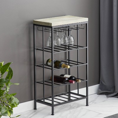 Industrial Metal Rectangle Wine Rack Black Olivia May