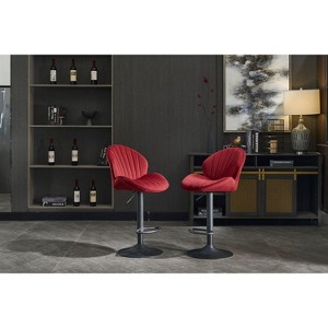 NicBex Fashion Bar Stools Set of 2 Adjustable Velvet Swivel Counter Stool with Back and Golden Footrest for Island, Kitchen, Dining Room - 1 of 4