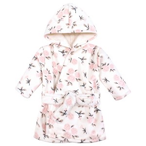 Hudson Baby Infant Girl Mink with Faux Fur Lining Pool and Beach Robe Cover-ups, Neutral Pink Floral - 1 of 2