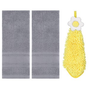 REGALWOVEN 3 Pcs Solid Soft Absorbent Hand Towels for Bathroom - 1 of 4