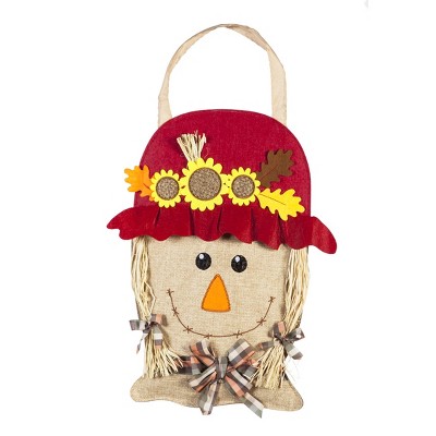 Evergreen Mrs. Scarecrow Door Decor, 13.50x17.50"H