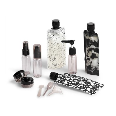 Kitsch - Refillable Travel Pouches 3PC Set (Black & IVORY)