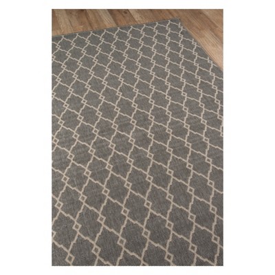 Gray Trellis Reversible Rectangular Synthetic Rug