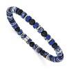 Chisel Stainless Steel Polished 6.40mm Blue Emperor and Black Onyx Beaded 7.5" Stretch Bracelet - 2 of 4