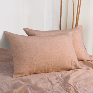 2 Pack French Linen Pillowcases, Breathable and Cooling Yarn Dyed Envelope Pillow Cases - NTBAY - 1 of 4