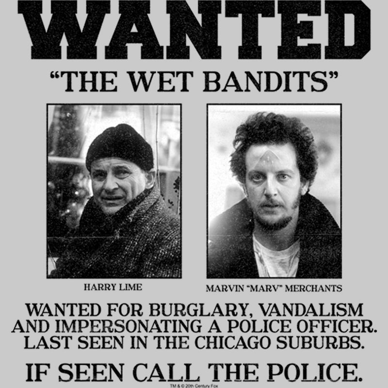Men's Home Alone Wet Bandits Wanted Poster Sweatshirt, 2 of 5