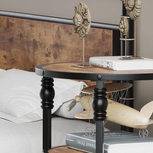 Jojoka Round Side Table, 3 Levels, Coffee Table, Sofa Table, Small, Made of Wood and Metal, Industrial Bedside Table for Living Room - 1 of 4