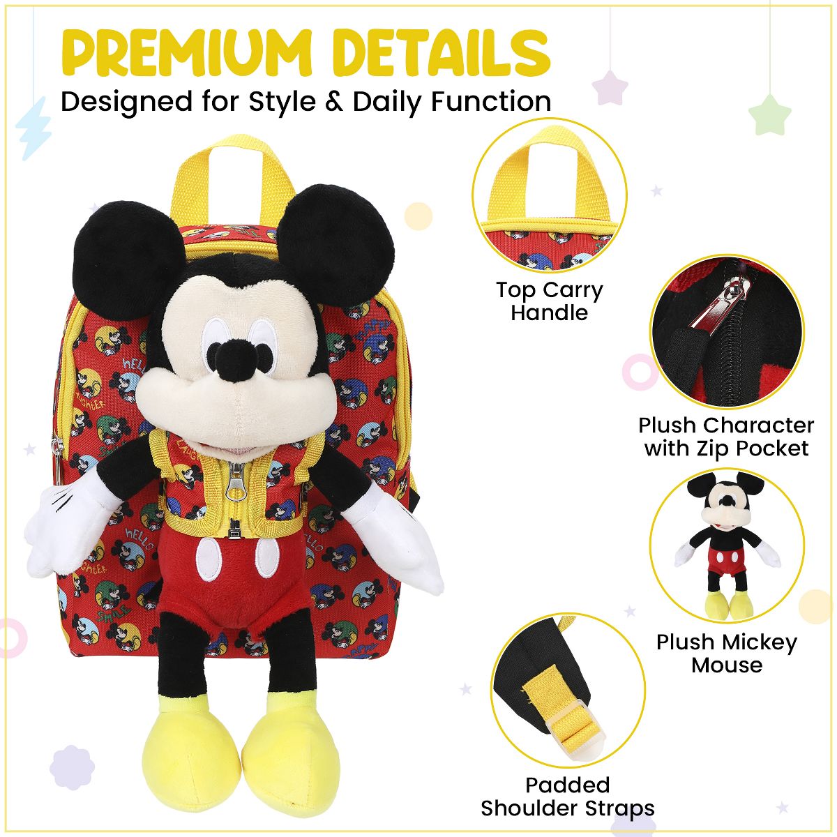 Disney Mickey Mouse Preschool Plush Mickey & 10" Backpack - thumbnail 2