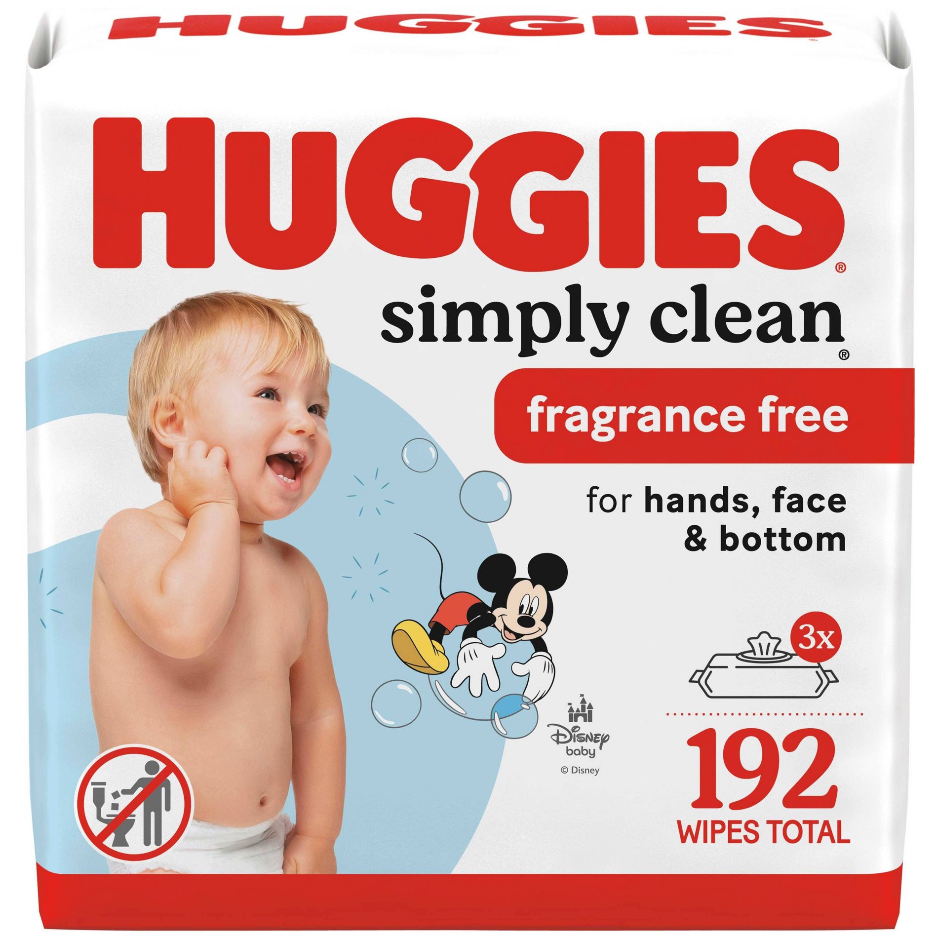 Huggies Simply Clean Unscented Baby Wipes - 3pk (192ct total wipes)