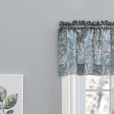 Lexington Blue Leaf Pattern Polyester Rod Pocket Valance