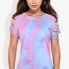 Anna-Kaci Women's Short Sleeve Tie-Dye Top with Cut-Out Shoulder Design Casual Summer T-Shirt - 3 of 4