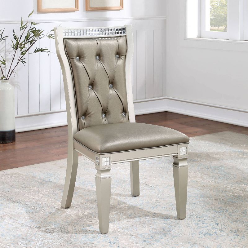 2pk Jenra Button Tufted Back Dining Chairs Champagne/Warm Gray - HOMES: Inside + Out, 1 of 5