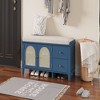 Infurnic Decorative Storage Cabinets Vintage Shoe Bench with Storage and Cushion for Entryway, Bedroom, Living Room, Blue, 43.5"*15.4"*20.4" - 2 of 4