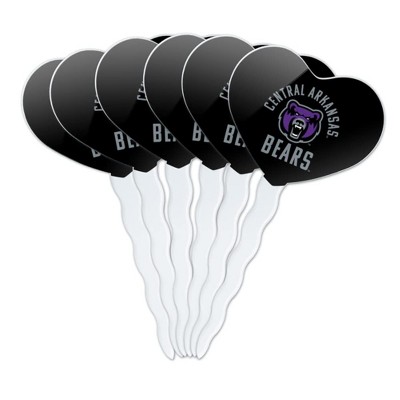 University of Central Arkansas Bears Heart Love Cupcake Picks Toppers Decoration Set of 6