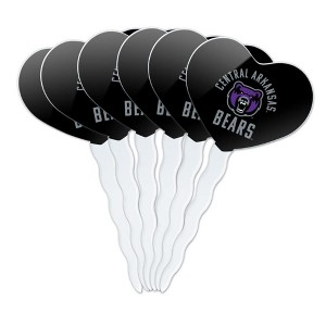 University of Central Arkansas Bears Heart Love Cupcake Picks Toppers Decoration Set of 6 - 1 of 4