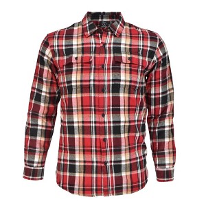 Burnside Men's Red Plaid Yarn Dyed Modern Fit Flannel Shirt - 1 of 3