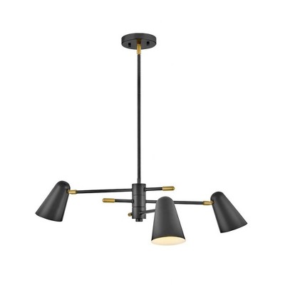 Lark Birdie 3 - Light Chandelier in  Black/Lacquered Brass