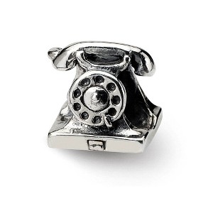 Black Bow Jewelry Sterling Silver Telephone Bead Charm - 1 of 4