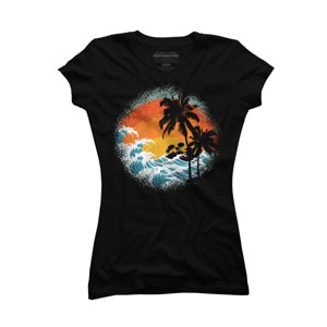 Junior's Design By Humans Tropical Waves By clingcling T-Shirt - 1 of 3