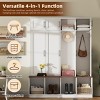 Entryway Hall Tree with Bench and Storage Cabinets, Hidden Hooks, Farmhouse Style Shoe Organizer with Compartments-The Pop Home - 4 of 4