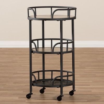 Bristol Rustic Industrial Metal and Wood Mobile Serving Cart - Brown