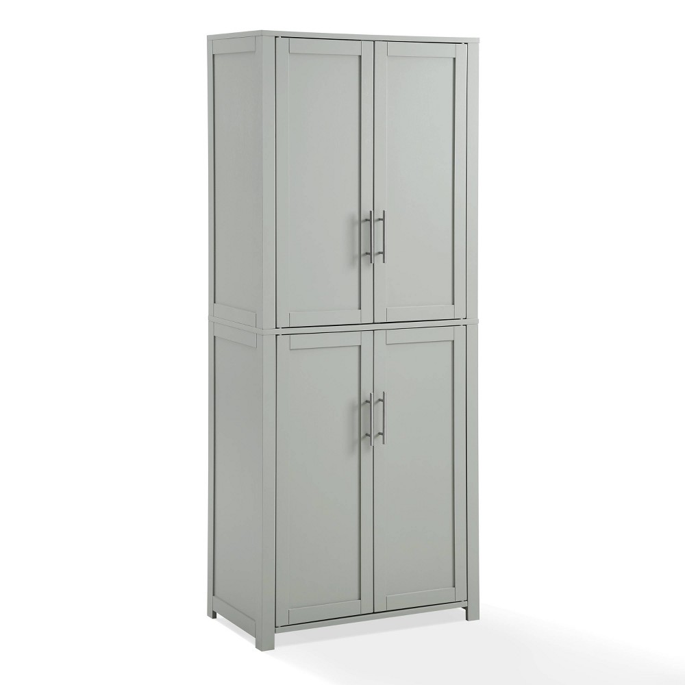 Savannah Tall Pantry Gray - Crosley: Shaker-Style Doors, Adjustable Shelves, Kitchen Storage