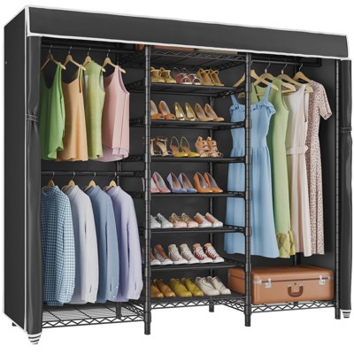 VIPEK S3C Heavy Duty Portable Closet with Adjustable Shoe Rack Wire Shelf, Custom Black Rack with Cover