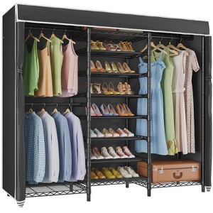 VIPEK S3C Heavy Duty Portable Closet with Adjustable Shoe Rack Wire Shelf, Custom Black Rack with Cover - 1 of 4