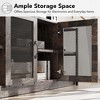 Homhougo Farmhouse TV Stand for 65/75 inches TVs, Entertainment Center with Storage Cabinet and Mesh Doors Rustic Oak - 3 of 4