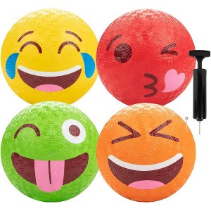 Gaga Ball Xtreme 4 Pack - 5 Inch Silly Faces Playground Balls w Air Pump - Durable Rubber Balls for Kickball, Dodge Ball, Handball, Four Square, Camp, - 1 of 4