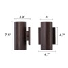 LLHZSY 7 1/10" 2-Light Up and Down LED Outdoor Wall Light, Waterproof Cylinder Exterior Sconce-Black Walnut Wood-Grain Finish - 4 of 4