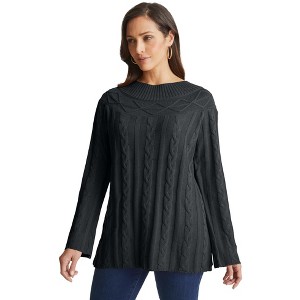 Jessica London Women's Plus Size Cable Sweater Tunic - 1 of 4