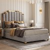 AMERLIFE Upholstered Bed, Modern Velvet Bed Frame with 61.4" Tall Gold Trim Headboard - 4 of 4