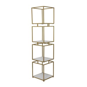 Glam Metal Marble Square Shelving Unit 4 Tier Gold - Olivia & May: Chic Minimalist Display Organizer, No Assembly Required - 1 of 4