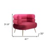 HomeRoots 41" Red And Gold Velvet And Upholstered Arm Chair - 3 of 4