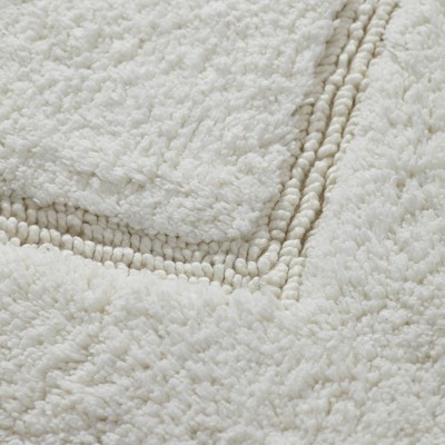 White Cotton Non-Slip Bath Mat Set, 2-Pack