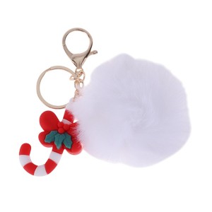 Unique Bargains Christmas Keychain with Double Ring and Lobster Clasp Alloy Plush 1 Pc - 1 of 4
